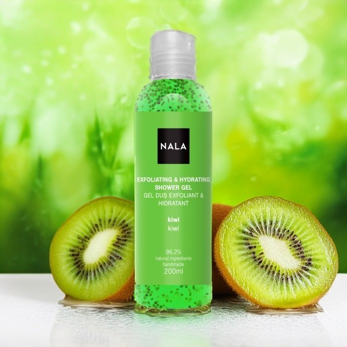 Gel de ducha exfoliante e hidratante - Kiwi