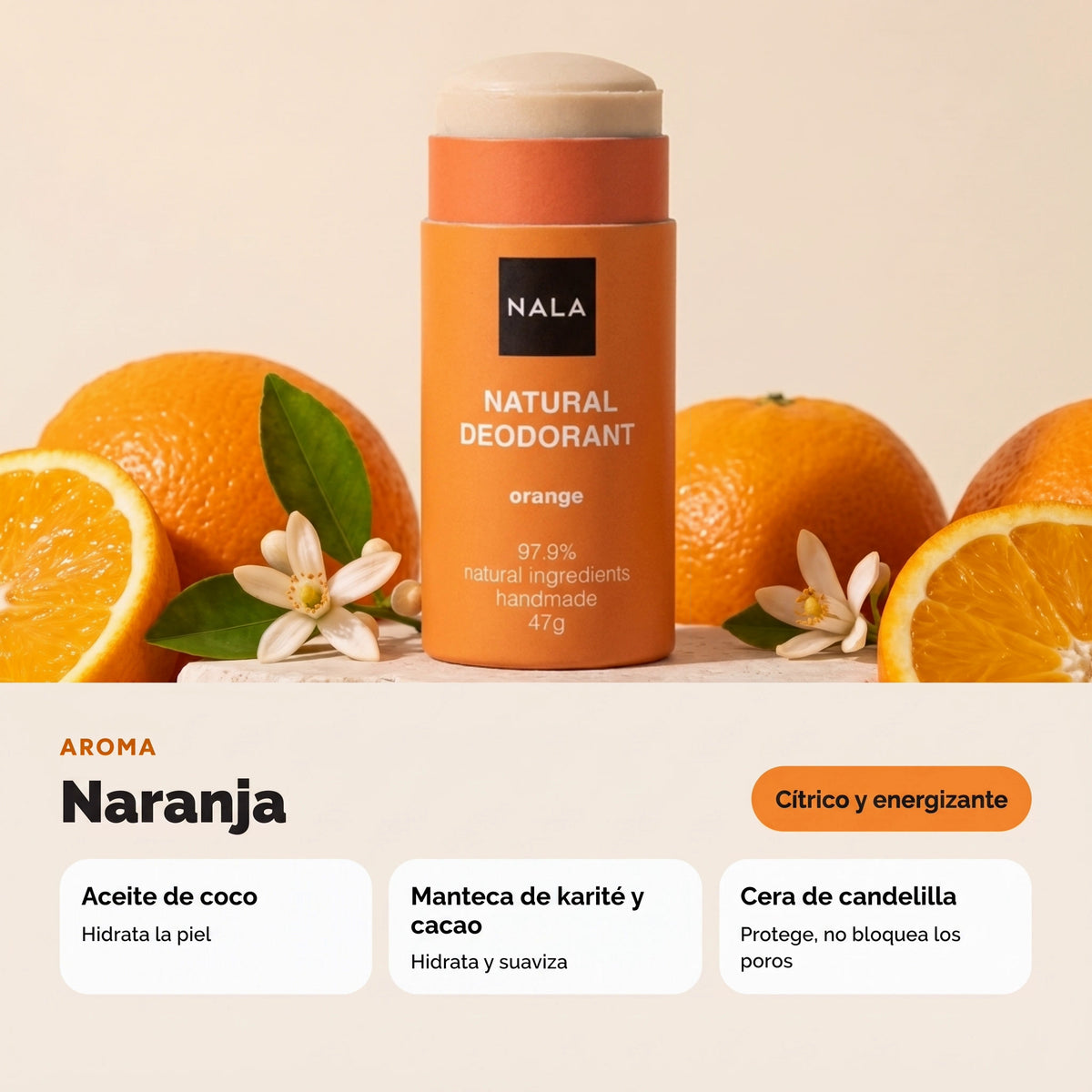 Desodorante Natural en Barra NUEVO - Naranja