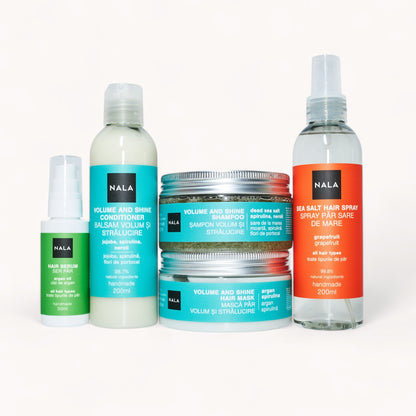 Set de tratamiento y peinado para el cabello - Volumen y brillo