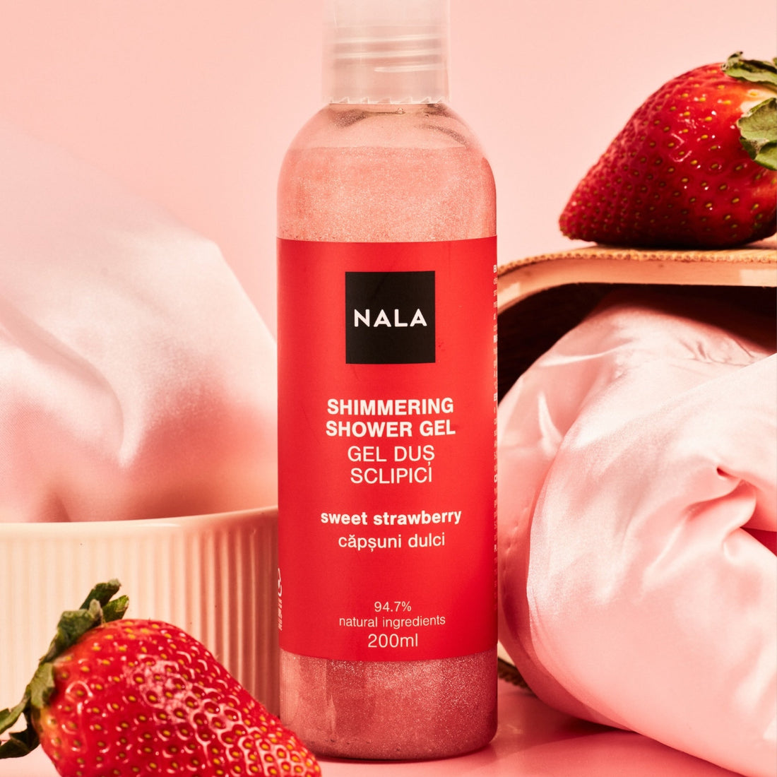 Gel de ducha con purpurina - Fresa dulce
