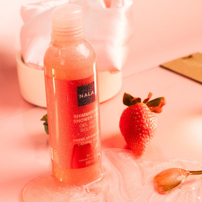 Gel de ducha con purpurina - Fresa dulce