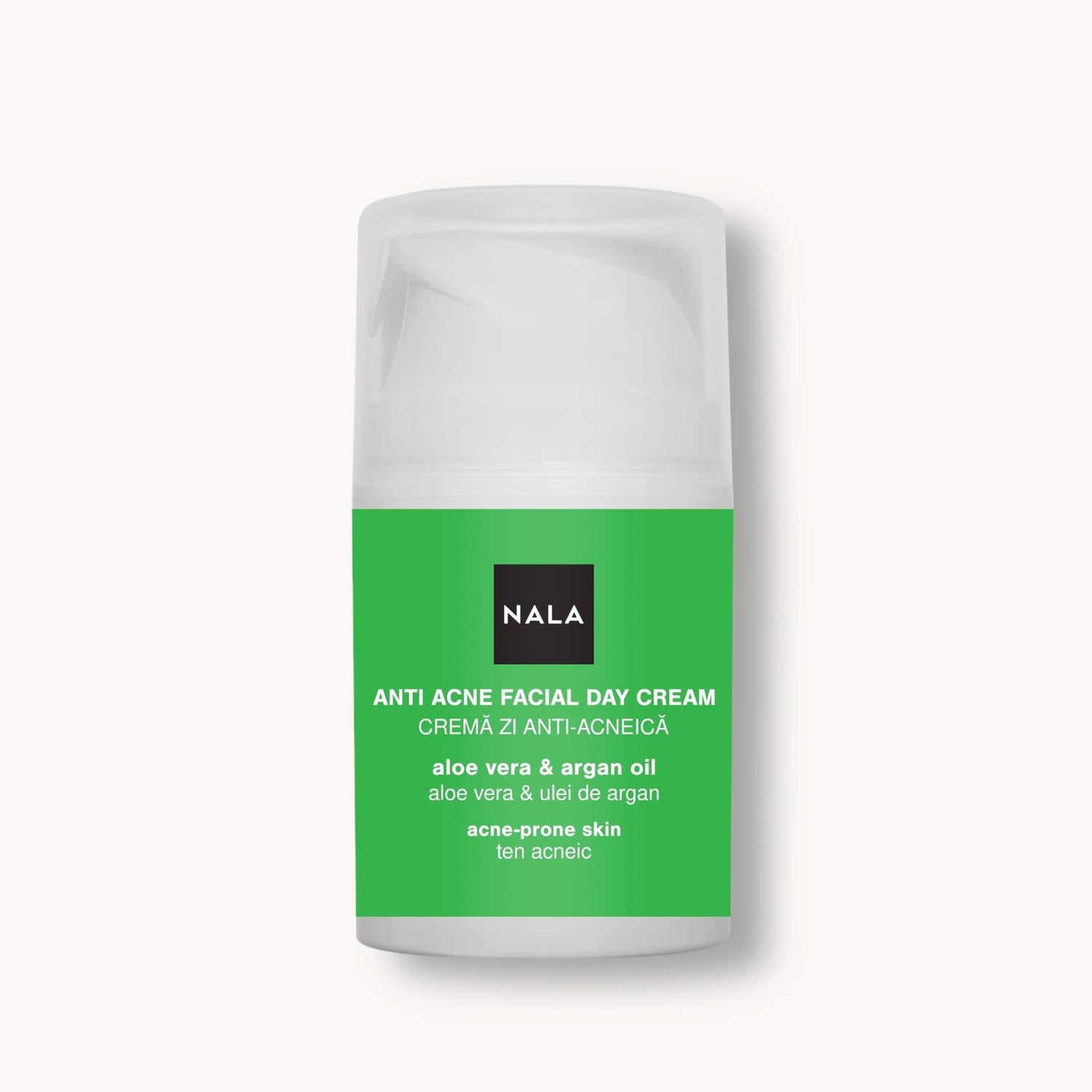Crema facial antiacné - Pieles propensas al acné - Aloe Vera y Aceite de Argán