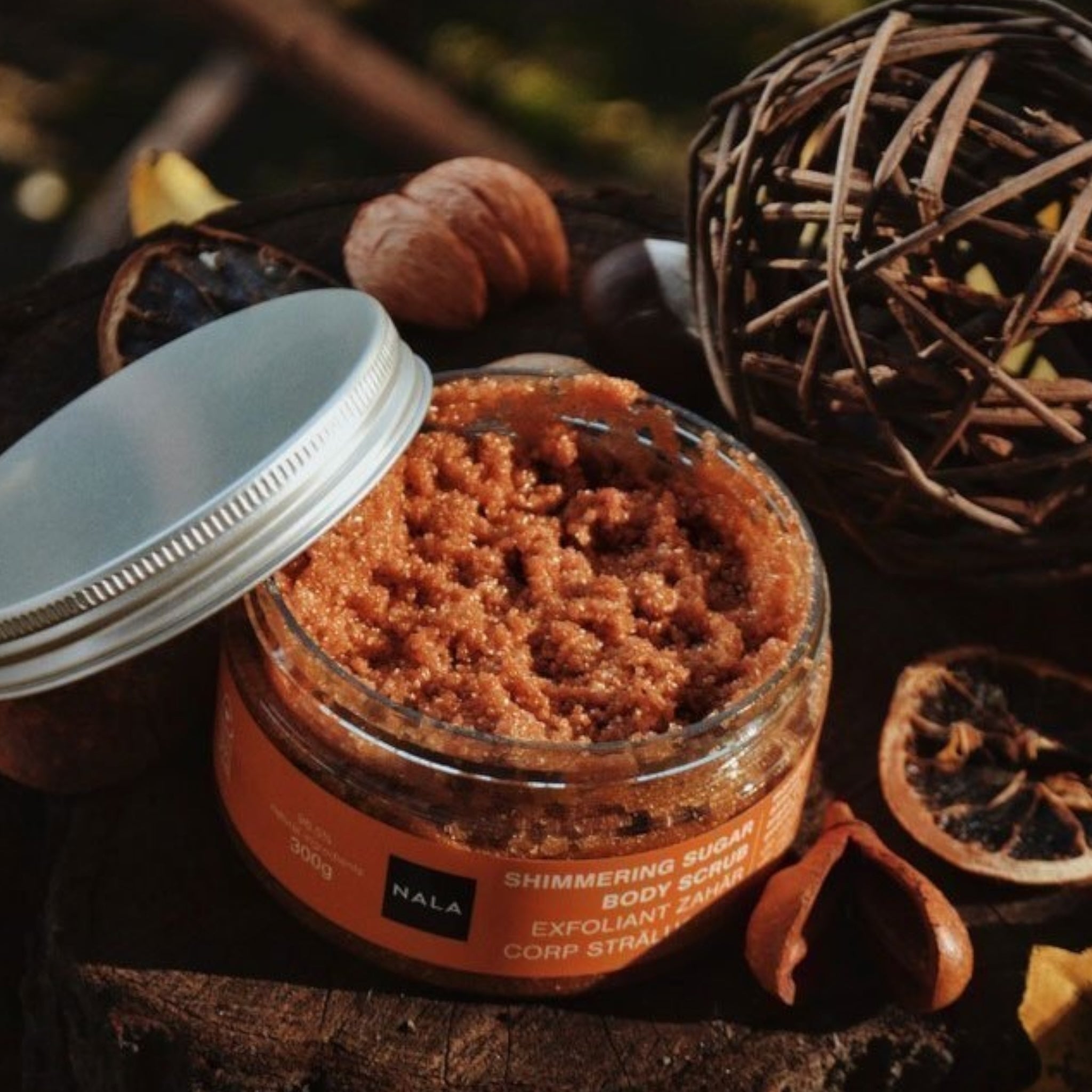 Exfoliante corporal de azúcar dorado y brillante