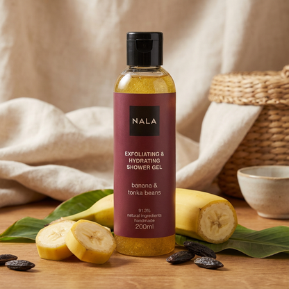 Gel de Ducha Exfoliante Hidratante - Plátano &amp; Haba Tonka