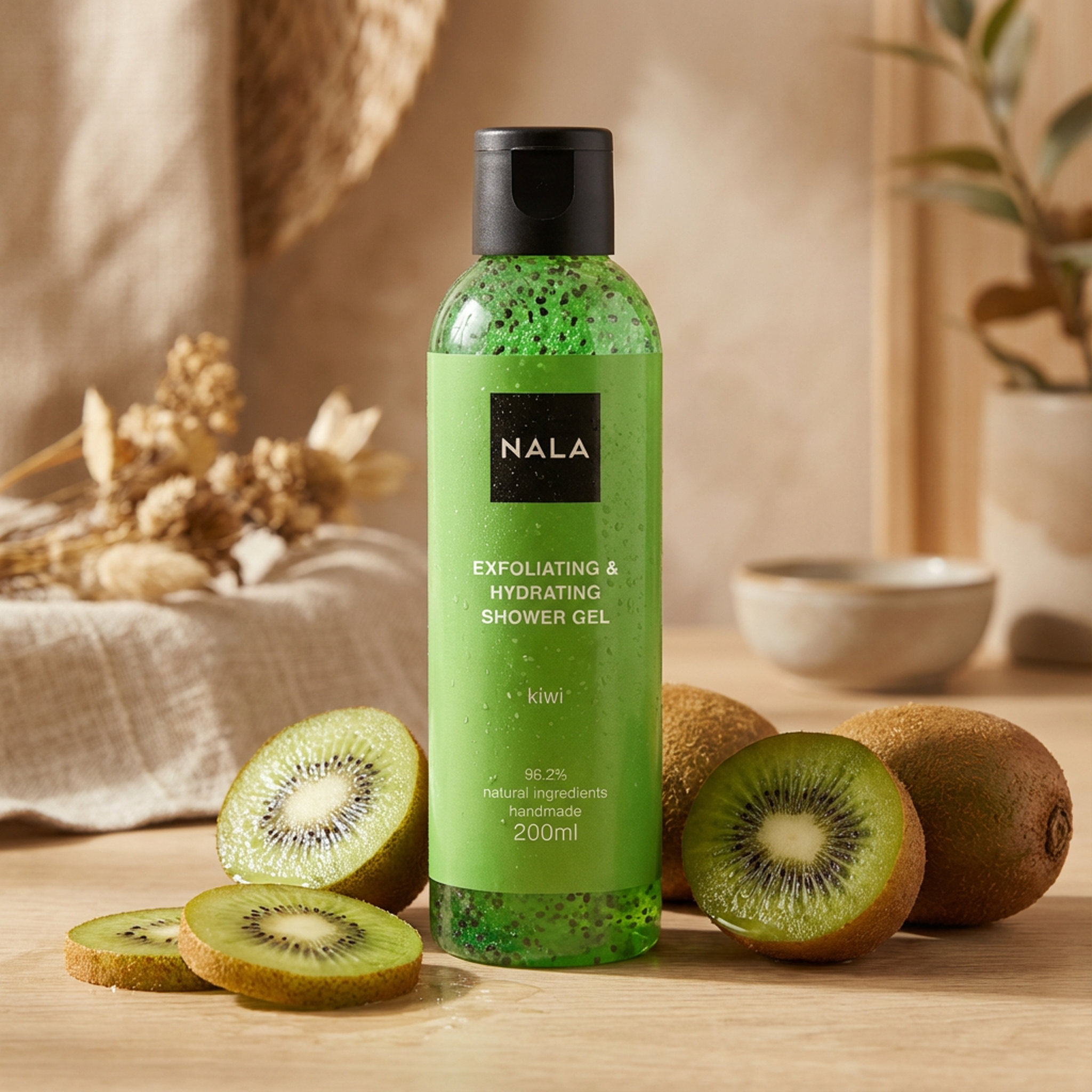 Gel de ducha exfoliante e hidratante - Kiwi
