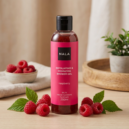 Gel de ducha exfoliante e hidratante - Frambuesa