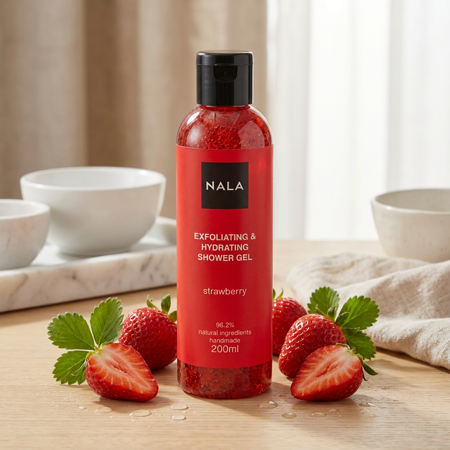Gel de ducha exfoliante e hidratante - Fresa
