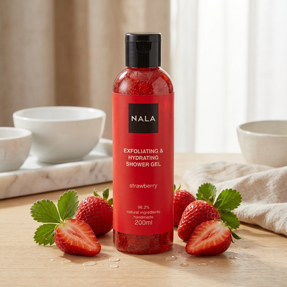 Gel de ducha exfoliante e hidratante - Fresa