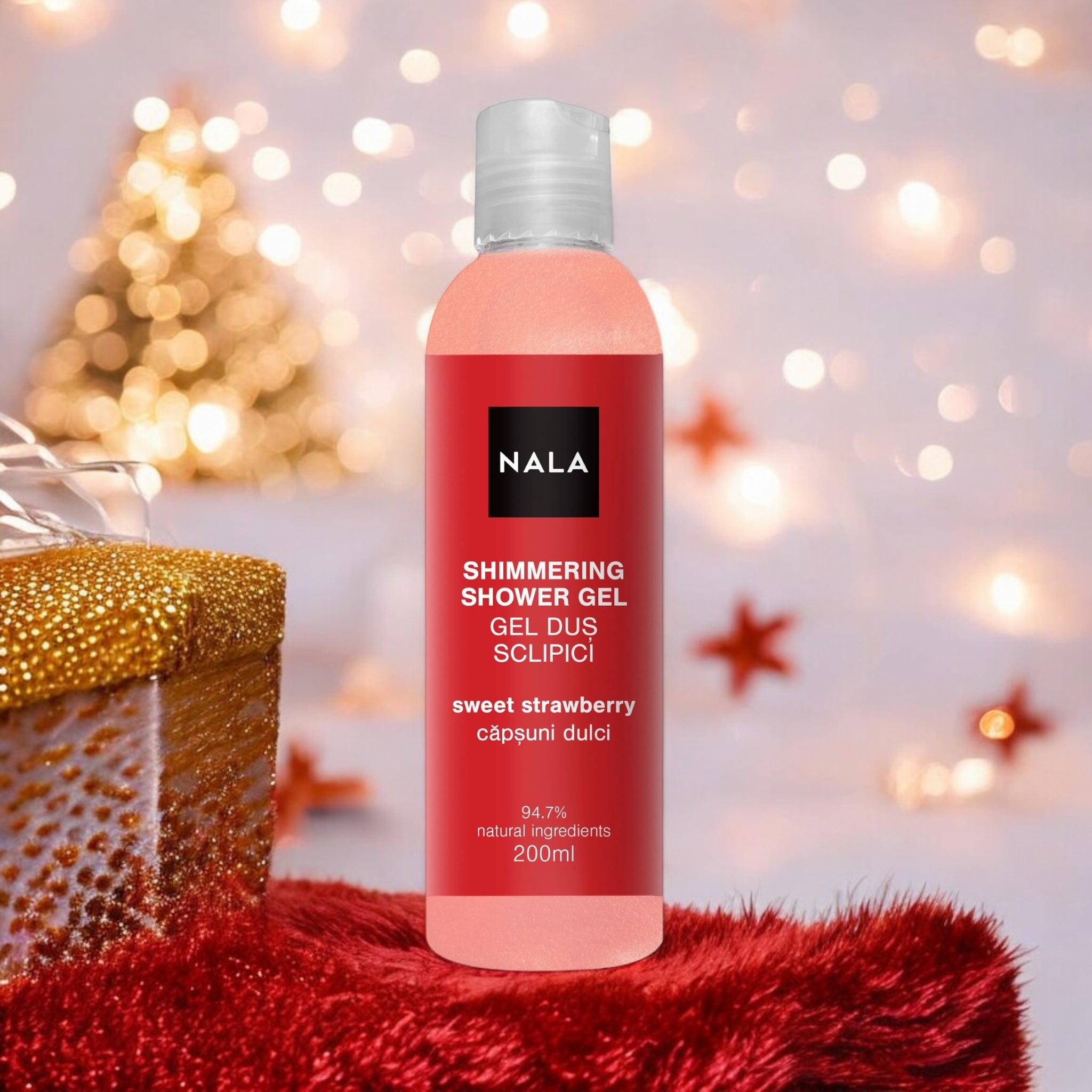 Gel de ducha con purpurina - Fresa dulce