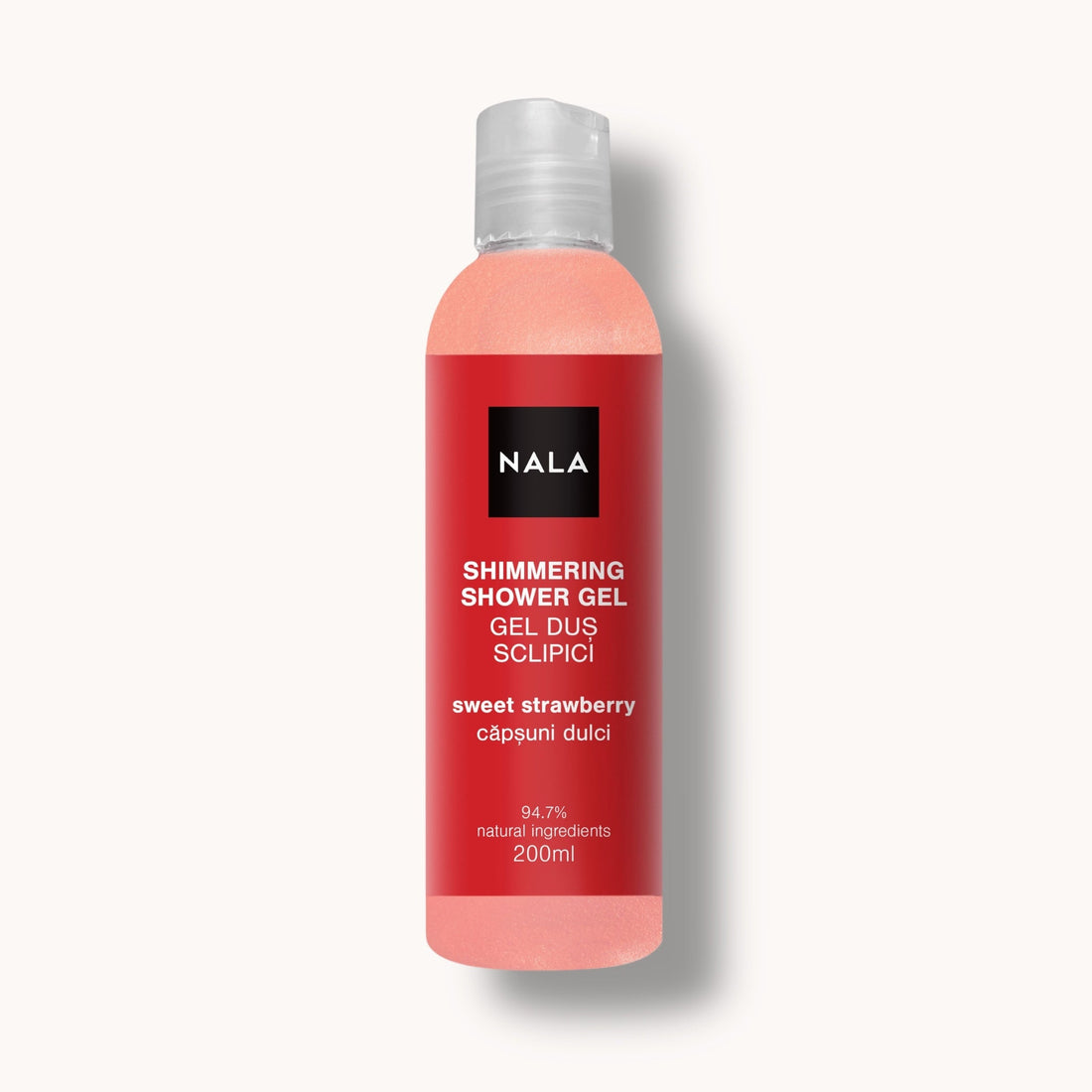 Gel de ducha con purpurina - Fresa dulce