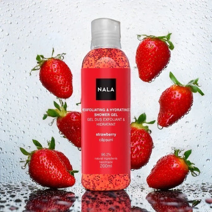 Gel de ducha exfoliante e hidratante - Fresa