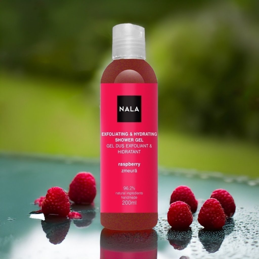 Gel de ducha exfoliante e hidratante - Frambuesa