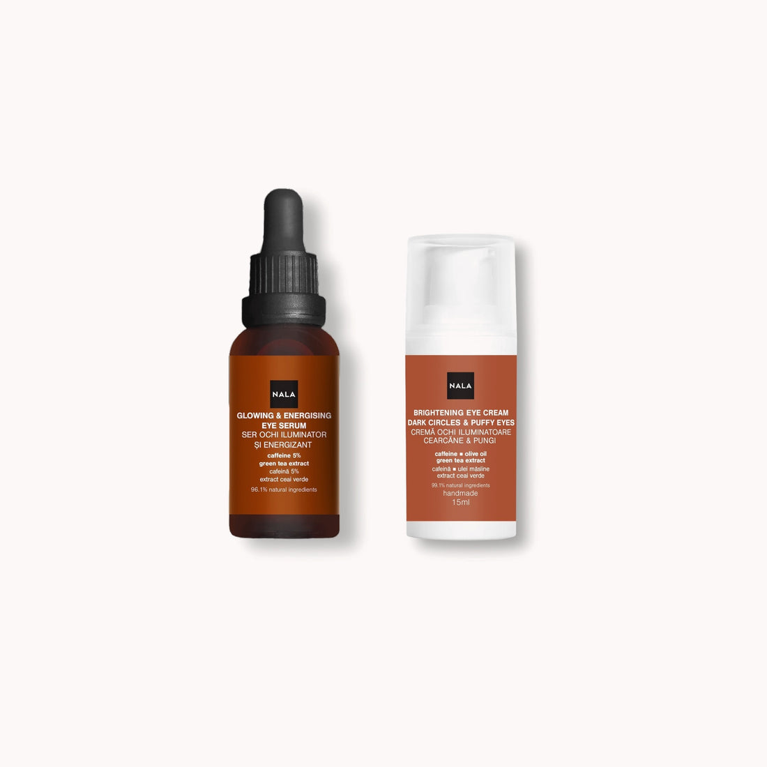 Rutina Antiojeras: Sérum + Crema contorno de ojos con cafeína NALA