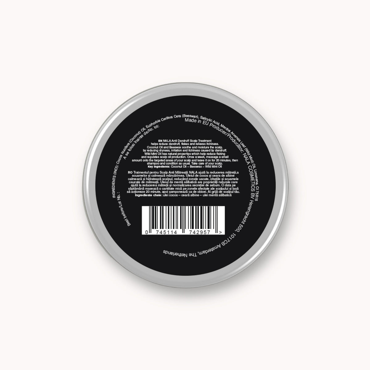 Tratamiento anticaspa para el cuero cabelludo - Aceite de menta silvestre, coco, cera